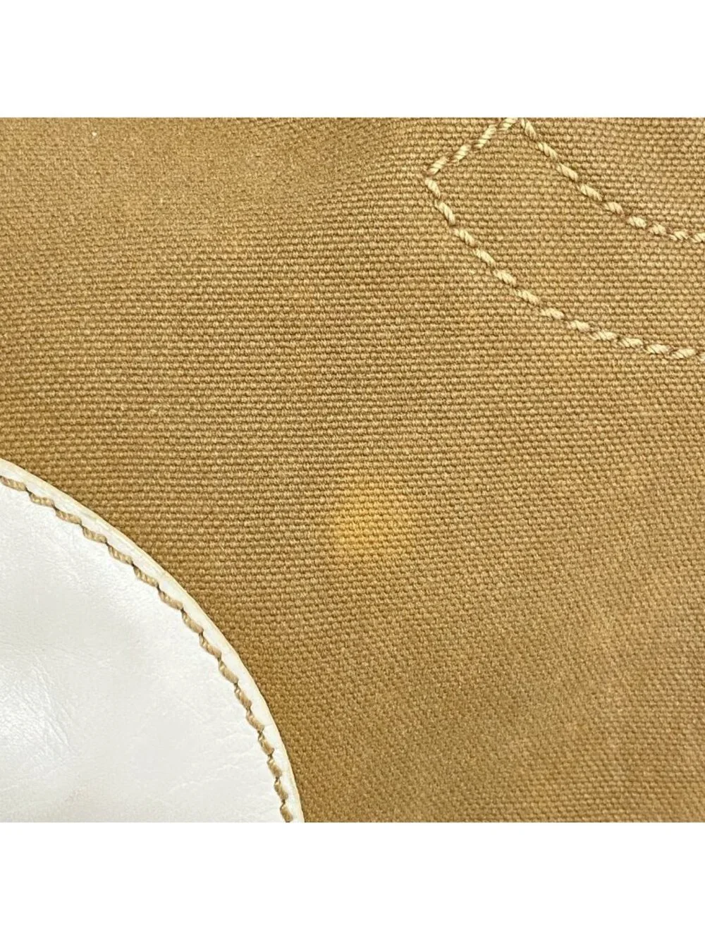 Chanel Chain Tote Canvas Beige White Gold